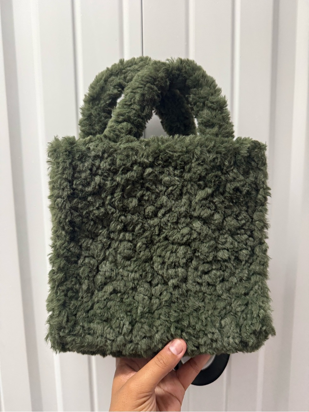 Target Olive Green Faux Shearling Mini Tote